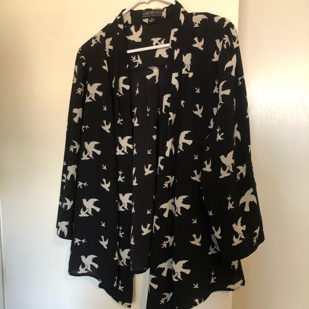 Bird print kimono